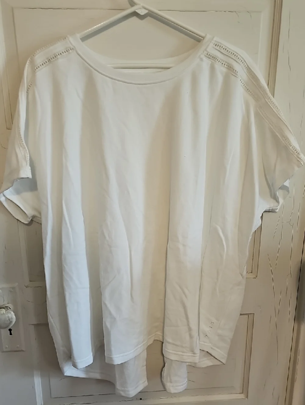 Livi Active White Short Sleeve Sweatshirt with Eyelet Shoulder Detail - Picture 1 of 2